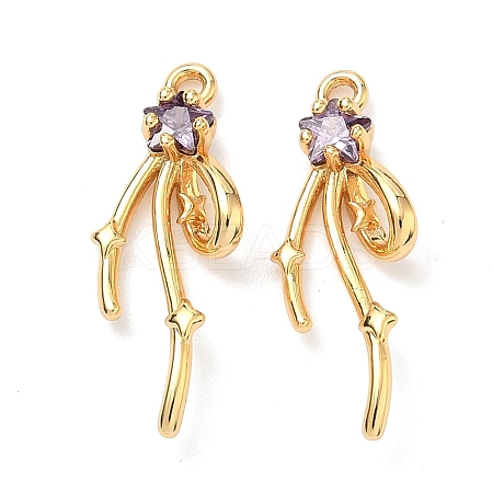 Brass Micro Pave Cubic Zirconia Pendants KK-A281-21G-03-1