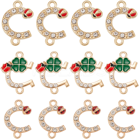 36Pcs 3 Styles Alloy Crystal Rhinestone Ladybug Connector Charms FIND-SC0012-65-1