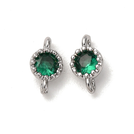 Brass Pave Green Cubic Zirconia Connector Charms ZIRC-L105-11P-1