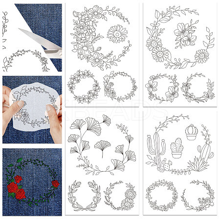 4 Sheets 11.6x8.2 Inch Stick and Stitch Embroidery Patterns DIY-WH0455-010-1
