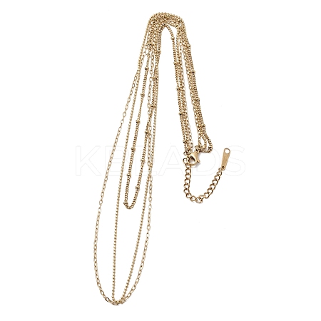 304 Stainless Steel 3 Layered Chain Necklaces for Women NJEW-K255-56G-1