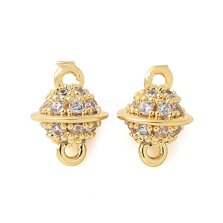 Brass Micro Pave Cubic Zirconia Connector Charms KK-U056-36G-1