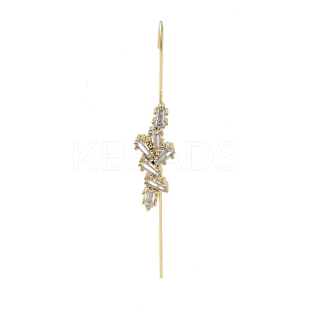 Brass Crystal Rhinestone Ear Wrap Crawler Hook Earrings for Women EJEW-C097-02G-05-1