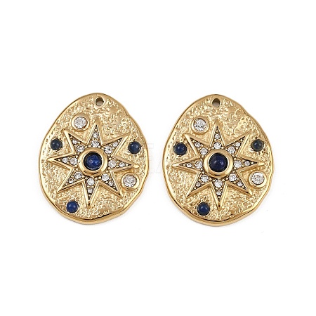 304 Stainless Steel Crystal Rhinestone & Dyed Natural Lapis Lazuli Pendants X-STAS-F322-14G-01-1