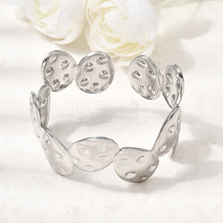 Hammered 304 Stainless Steel Cuff Bangles for Women BJEW-T030-03P-1