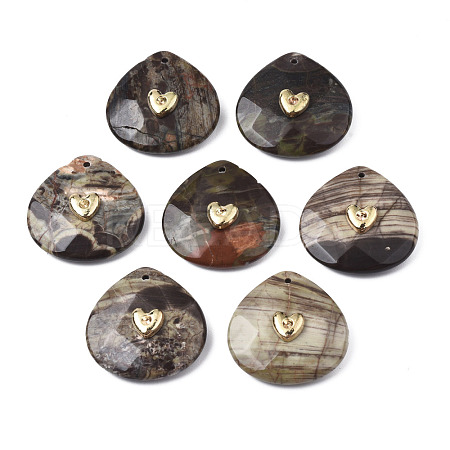 Natural Ocean Jasper Pendant Rhinestone Settings G-N326-131-07-1