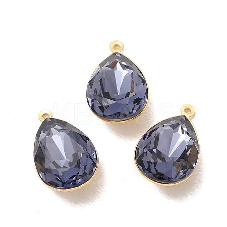 Real 18K Gold Plated Brass with Glass Pendants KK-177-22G-06-1