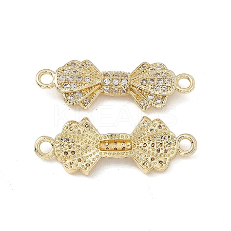 Brass Micro Pave Clear Cubic Zirconia Connector Charms KK-E068-VB394-1