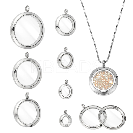 7Pcs 7 Styles Stainless Steel Locket Pendants FIND-NB0005-95-1