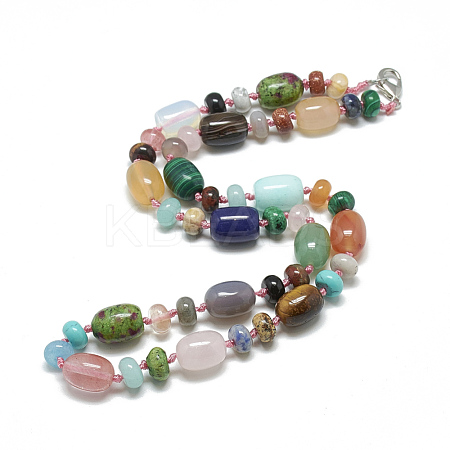 Natural & Synthetic Gemstone Beaded Necklaces NJEW-S390-25-1