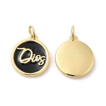 Real 16K Gold Plated Brass Enamel Pendants ZIRC-L103-058G-1