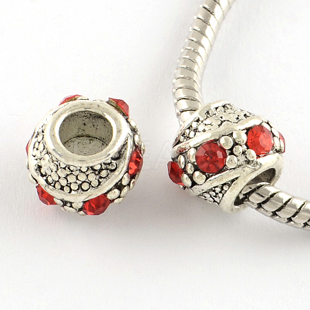 Barrel Antique Silver Plated Metal Alloy Rhinestone European Beads LS-ALRI-Q228-02A-1