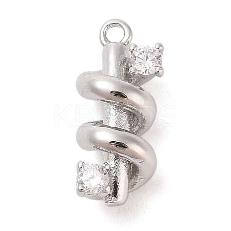 Brass Micro Pave Clear Cubic Zirconia Pendants KK-S388-21P-1