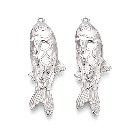 304 Stainless Steel Fish Pendants STAS-T069-15P-1