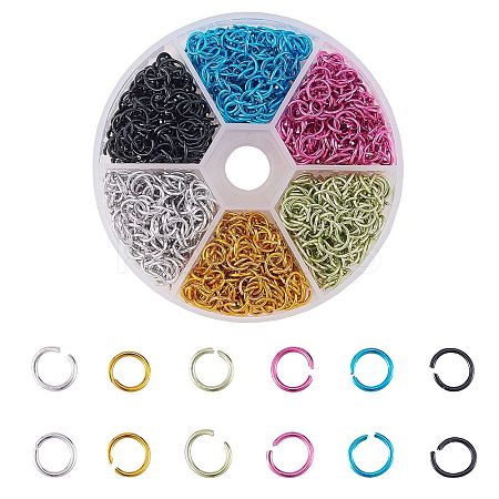 6 Colors Aluminum Wire Open Jump Rings ALUM-JP0001-01B-1
