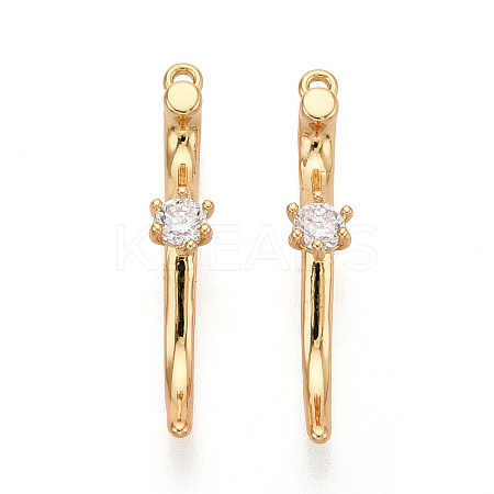 Brass Micro Pave Clear Cubic Zirconia Pendants KK-T078-01G-04-1