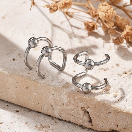 304 Stainless Steel 2 Line Round Clip on Nose Rings AJEW-A062-02P-1