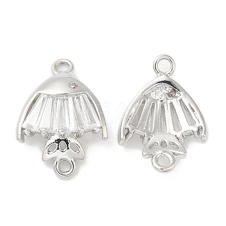 Brass Pave Clear Glass Connector Charms KK-F860-76P-1