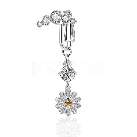 Brass Pave Clear Cubic Zirconia Clip on Belly Rings FS-WG683DA-04-1