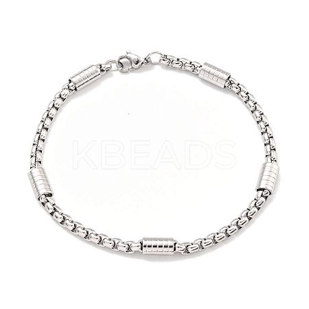 Tarnish Resistant 304 Stainless Steel Box Chain Bracelets for Women BJEW-R318-03B-P-1