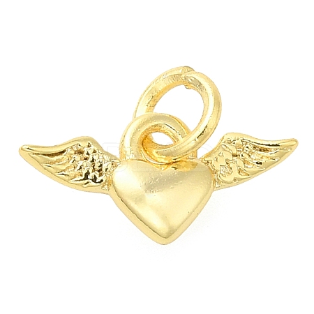 Heart with Wing Rack Plating Brass Pendants Charms KK-S396-17-1