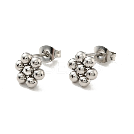 Tarnish Resistant 201 Stainless Steel Flower Stud Earrings with 304 Stainless Steel Pins for Women EJEW-C033-01P-1