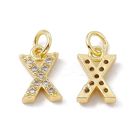 Real 18K Gold Plated Brass Micro Pave Clear Cubic Zirconia Charms KK-E068-VB452-X-1
