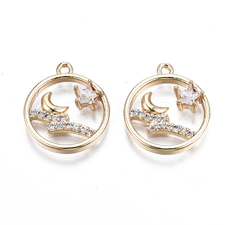 Brass Micro Pave Clear Cubic Zirconia Pendants KK-S359-141-RS-1