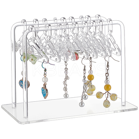 2-Row Coat Hanger Removable Acrylic Earring Displays EDIS-WH0041-02C-01-1