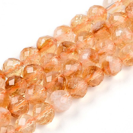 Natural Citrine(Heated) Beads Strands G-S345-6mm-18-1