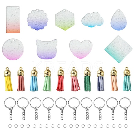 DIY Acrylic Disc Tassel Keychain Making Kits DIY-FS0006-01C-1