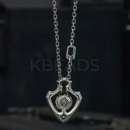 Brass Rotatable Gear Pendant Necklaces for Men NJEW-S451-01AS-1