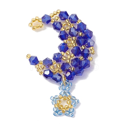 Imitation Austrian Crystal 5301 Glass & TOHO Round Seed Beaded Pendant PALLOY-MZ00179-02-1