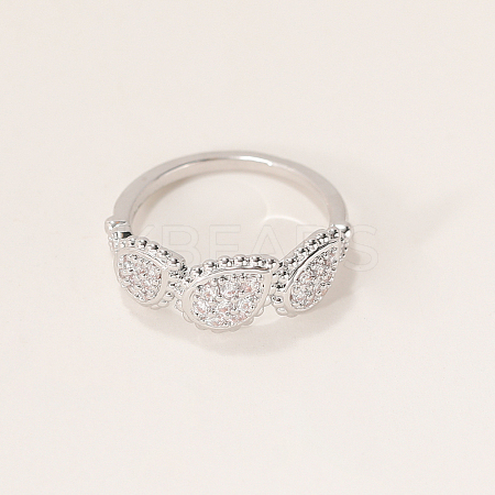 Brass Micro Pave Cubic Zirconia Finger Rings for Women PY9087-8-1