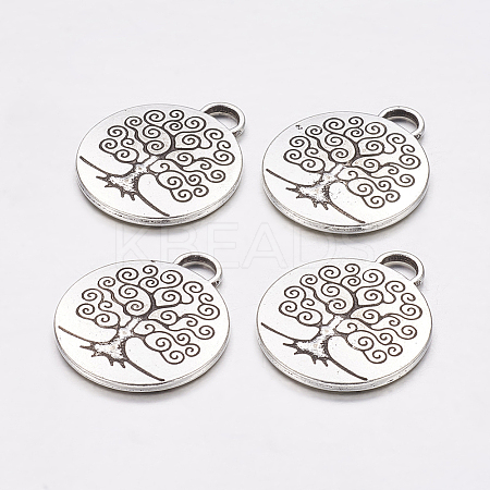 Tibetan Style Tree of Life Alloy Pendants TIBEP-19040-AS-NR-1