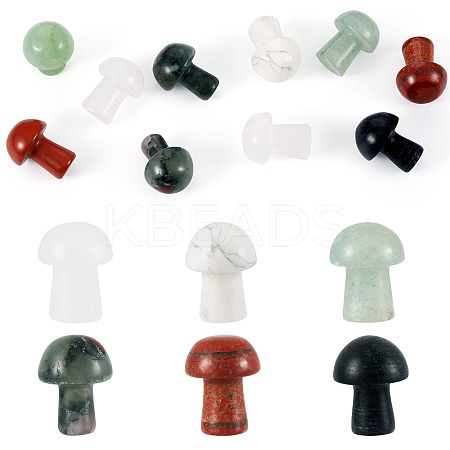 10Pcs Natural & Synthetic Gemstone Mushroom Figurines G-TA0002-08-1