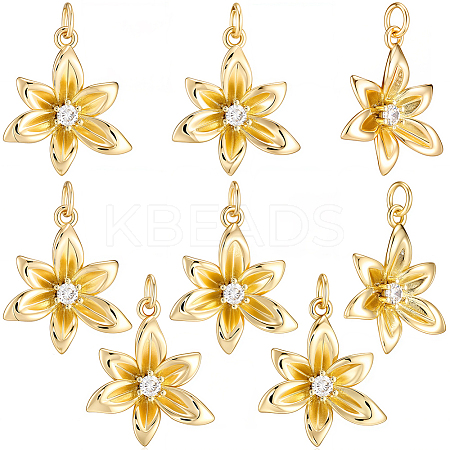 8Pcs Rack Plating Brass Micro Pave Clear Cubic Zirconia Pendants KK-BBC0021-87-1