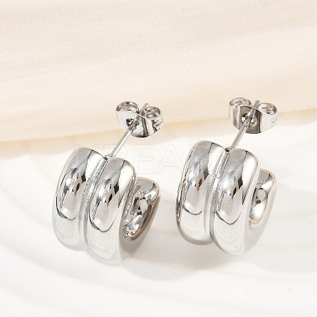 304 Stainless Steel C-Shaped Stud Earrings EJEW-S272-01P-1