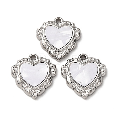 304 Stainless Steel Resin Pendants STAS-P406-15F-P-1