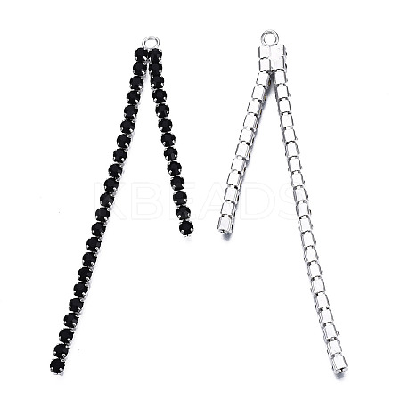 Rack Plated Brass Pave Rhinestone Chain Tassel Shape Big Pendants KK-N216-418-02P-1