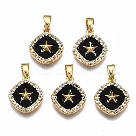 Brass Micro Pave Clear Cubic Zirconia Charms KK-T063-87-NF-1