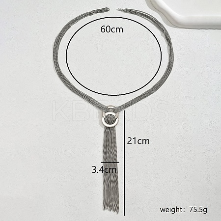201 Stainless Steel Tassel Necklaces for Women MO2717-2-1