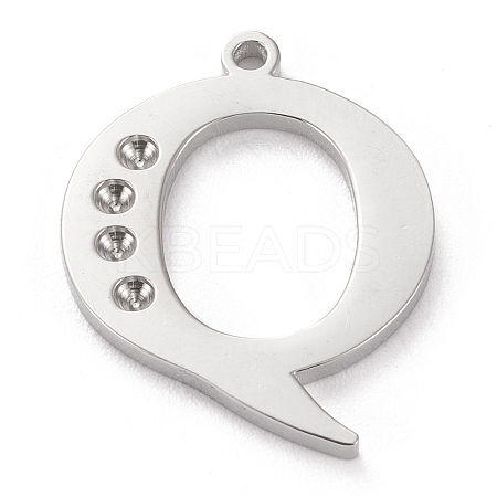 Tarnish Resistant 304 Stainless Steel Letter Pendant Rhinestone Settings LS-STAS-J028-01Q-1