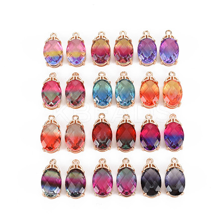 Rack Plating Brass Micro Pave Clear Cubic Zirconia Pendants KK-T060-62-RS-1
