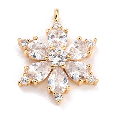 Brass Micro Pave Clear Cubic Zirconia Pendants ZIRC-L097-036G-1