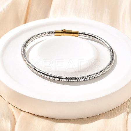 304 Stainless Steel Twisted Rope Shape Bangles for Women BJEW-C091-02B-GP-1