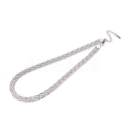 9MM 304 Stainless Steel Braided Herringbone Chain Necklaces NJEW-N058-18P-1