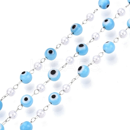 Handmade Lampwork&Imitation Pearl Beads Chains CHS-T006-16P-1