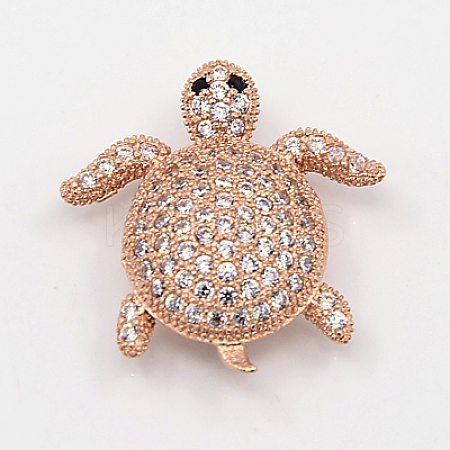 Brass Micro Pave Cubic Zirconia Beads ZIRC-K003-06RG-NR-1