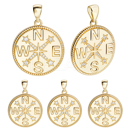 6Pcs Brass Micro Pave Cubic Zirconia Pendants KK-BBC0018-94-1